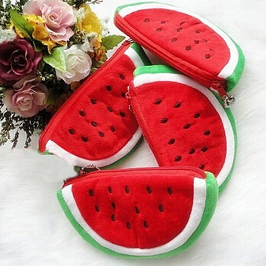 

1 PC Cute Large Capacity Pencil Bag Plush Watermelon Stationery Storage Bags School Supplies 14.5*8.5cm