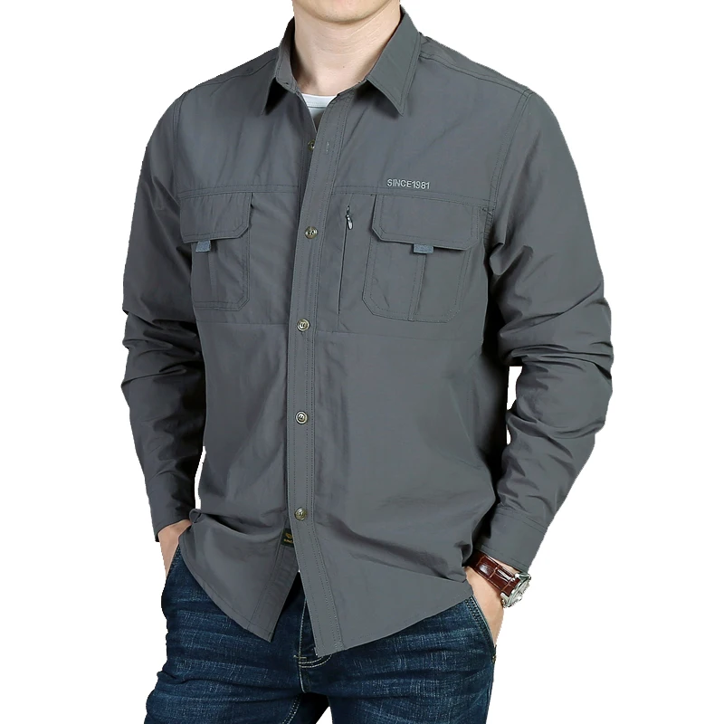 

Men's Tactical Summer Lightweight Quick Drying Army Military Long Sleeve Outdoor Work Cargo Shirts Longsleeve Shirt for Men