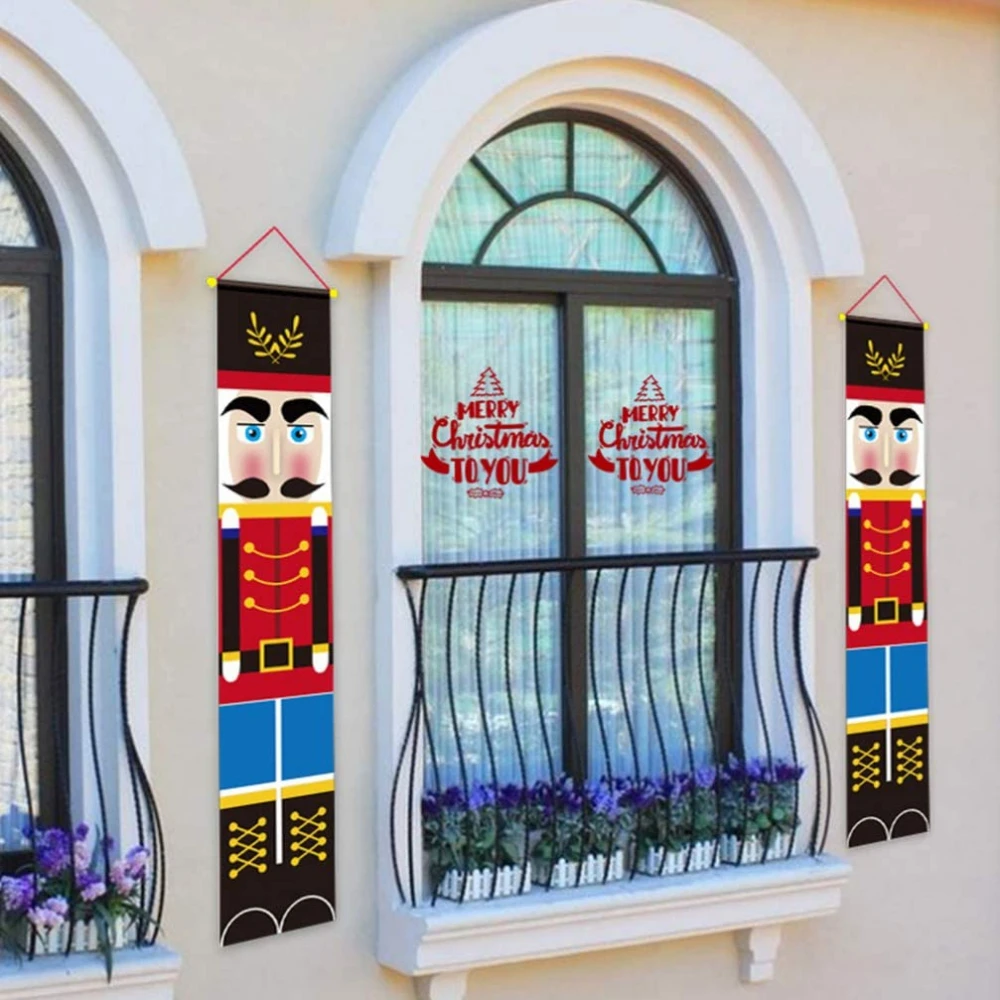 Christmas Porch Sign Soldier Model Nutcracker Hanging Banners For Holiday Home Indoor Outdoor Wall Decoration | Дом и сад
