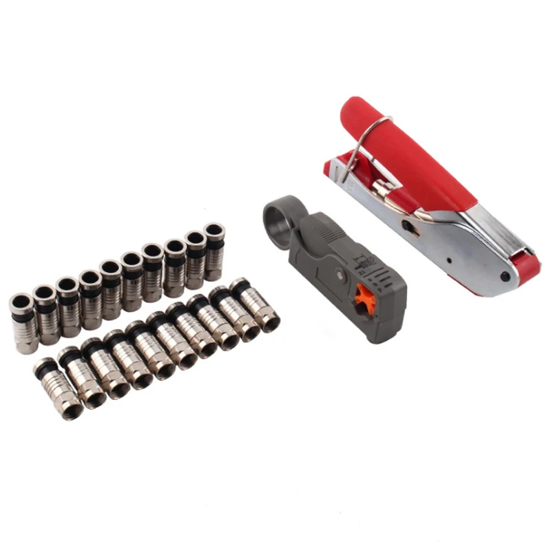 

Coaxial Cable Crimping Tool Set Squeezing Forceps&Wire Stripper For RG58 RG59 RG6 Coax Cable Crimper With Compression Connectors