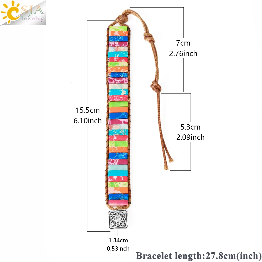 CSJA 7 Чакра браслет натуральный камень красочные браслеты из яшмы Кожа