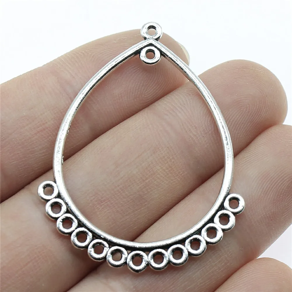 

8pcs 47x35mm Charm Porous Earring Connector Waterdrop Teardrop Shaped Earring Connector Jewelry Making Earring Findings