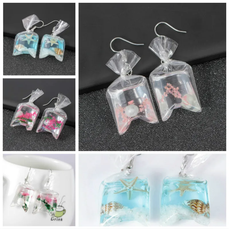 Креативные прозрачные карамельные серьги с морским ветром женские ручной работы