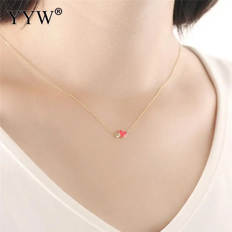 Ожерелье из стерлингового серебра 925 пробы в форме сердца розовое золото цвет