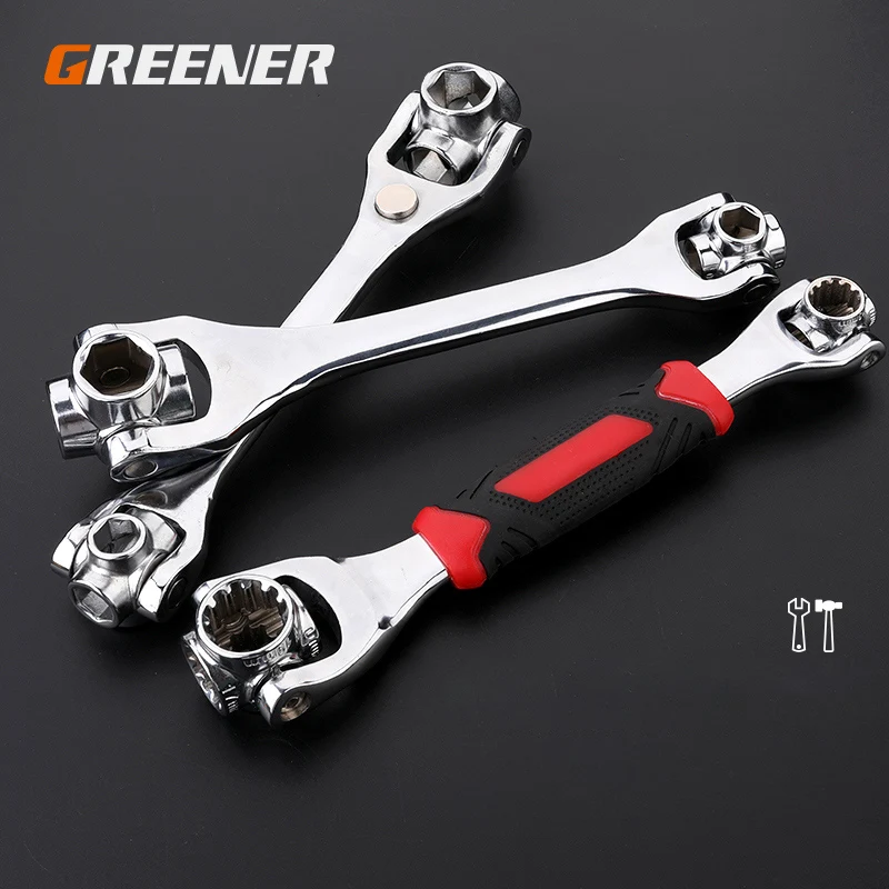 GREENER Wrench 53 in 1 8 in 1Tools Socket Works with Spline Bolts Torx 360 Degree 6-Point Universial Furniture Car Repair 250mm