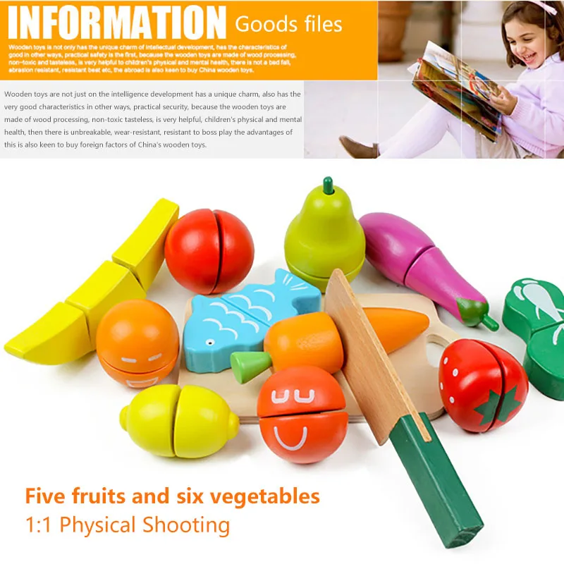 Фрукты и овощи игрушки резка фруктов деревянная игрушка Монтессори кухня