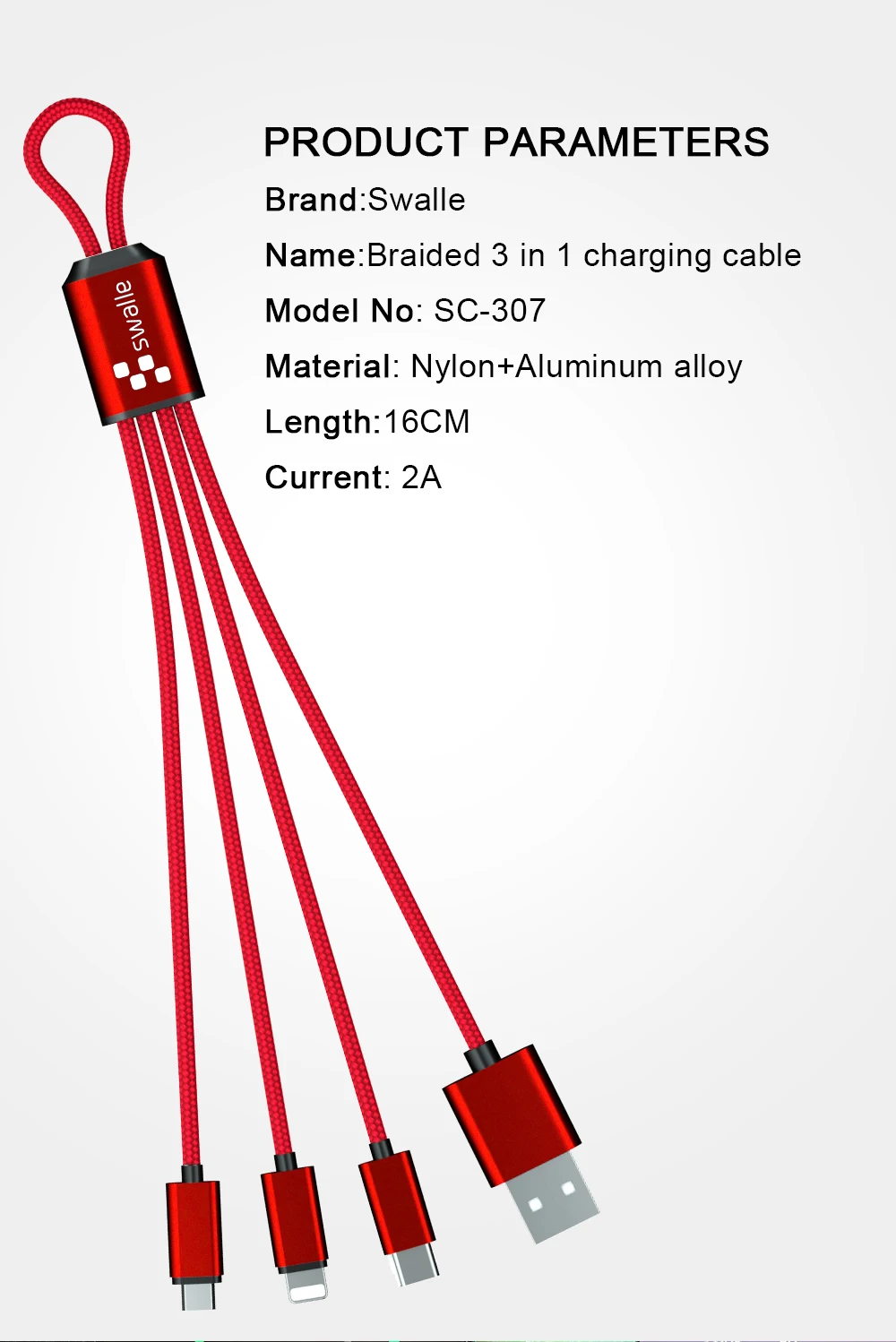 Горячий Swalle 3 в 1 USB C кабель брелок короткий микро-usb type C мульти зарядный кабель для Xiaomi huawei iPhone Быстрая зарядка