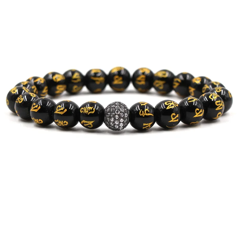 10 мм шесть слов настоящая речь Будда бусы браслет микро вставка циркон шар