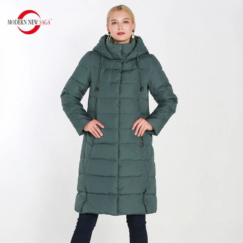 MODERN NEW SAGA 2020 Зимнее Женское Пальто Длинная Куртка С Капюшоном Высокое Качество