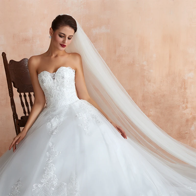 Luxury Wedding Dresses Vintage Lace Bling Sequins White Ivory Sweetheart Bridal Dress vestido de novia 2019 New | Свадьбы и