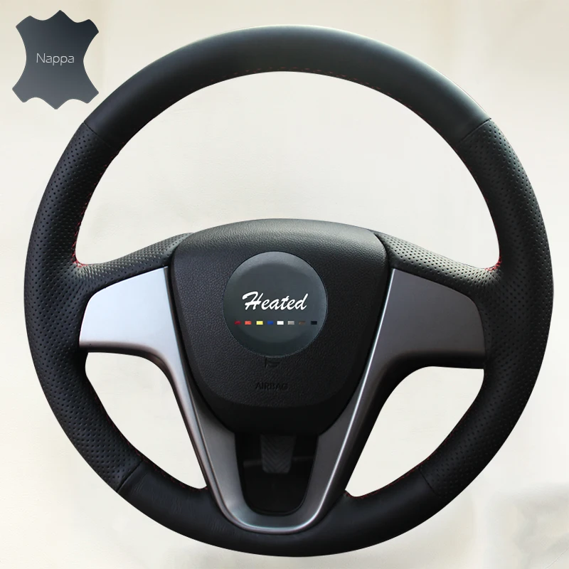 Кожаный чехол на руль для Hyundai Solaris 2010 2016 Verna i20 2009 2015 акцент оплетка хундай