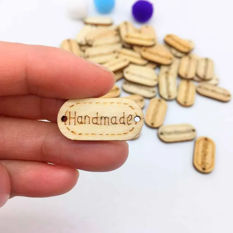 Бирки из натурального дерева с 2 отверстиями 100 шт. деревянные пуговицы сделай сам