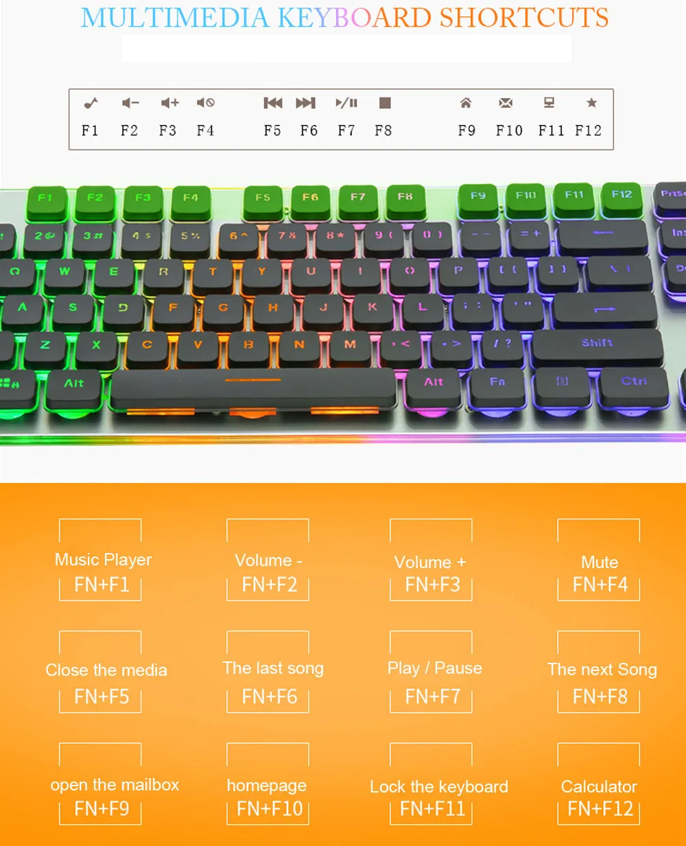 Проводная клавиатура OMESHIN 104-клавишная цветная трещина светодиодный трехцветный