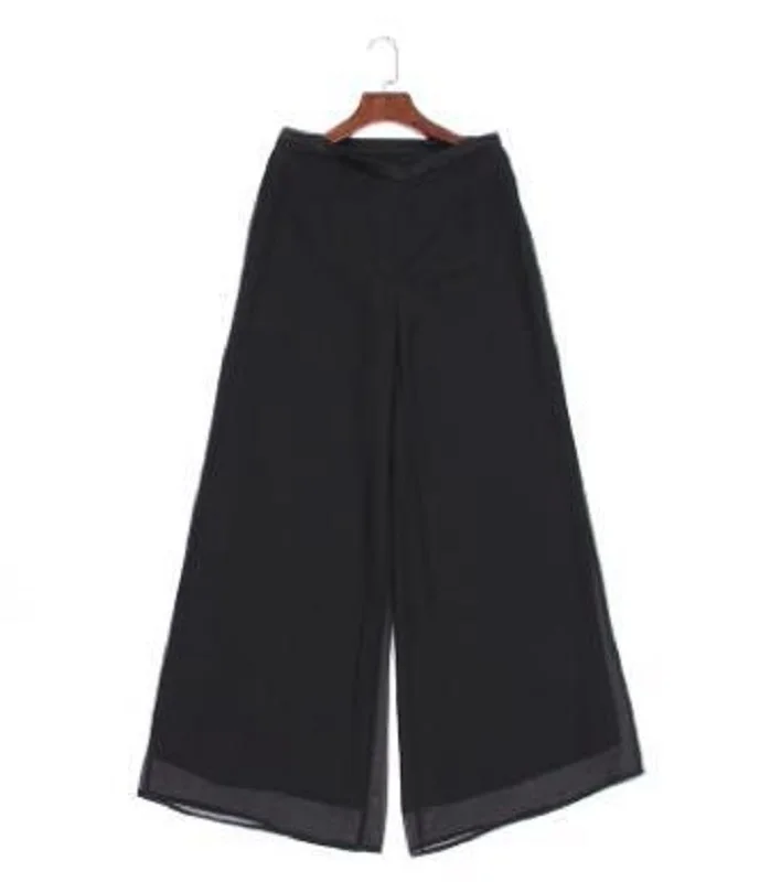 

Pants High Quality 2021 Summer Fashion White Black Pant Women Organza Wide Leg Pants Female Casual Vintage Trousers Plus Size