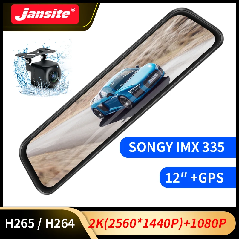 Зеркало видеорегистратор Jansite 12 дюймов Ultra HD 2K 2560*1440P GPS|Видеорегистраторы| |