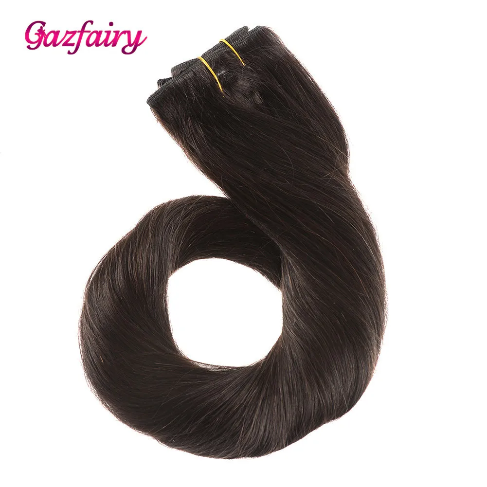 Gazfairy прямые Стиль реальные Волосы remy из двойной уточной нити для наращивания на