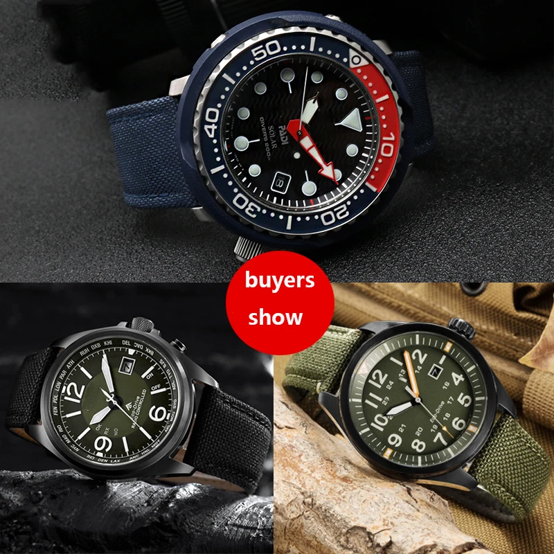 Canvas Leather Bottom Watch Band Replacement For Tissot For Seiko Nylon Strap For TIMEX Watch accessories 18mm 20mm 21mm 23mm