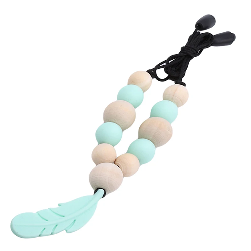 

Baby Teething Toys Silicone Training Baby Teethers Necklace Feather Pendant Necklace Chewing Toy Gifts Beads Pacifier Clip