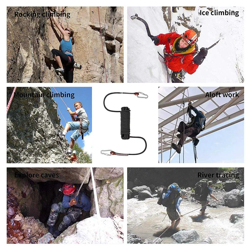 

Outdoor Rock Climbing Rope 12Mm Home Fire Emergency Escape Rope Multifunctional Heavy Duty Rope For Hiking Caving Camping