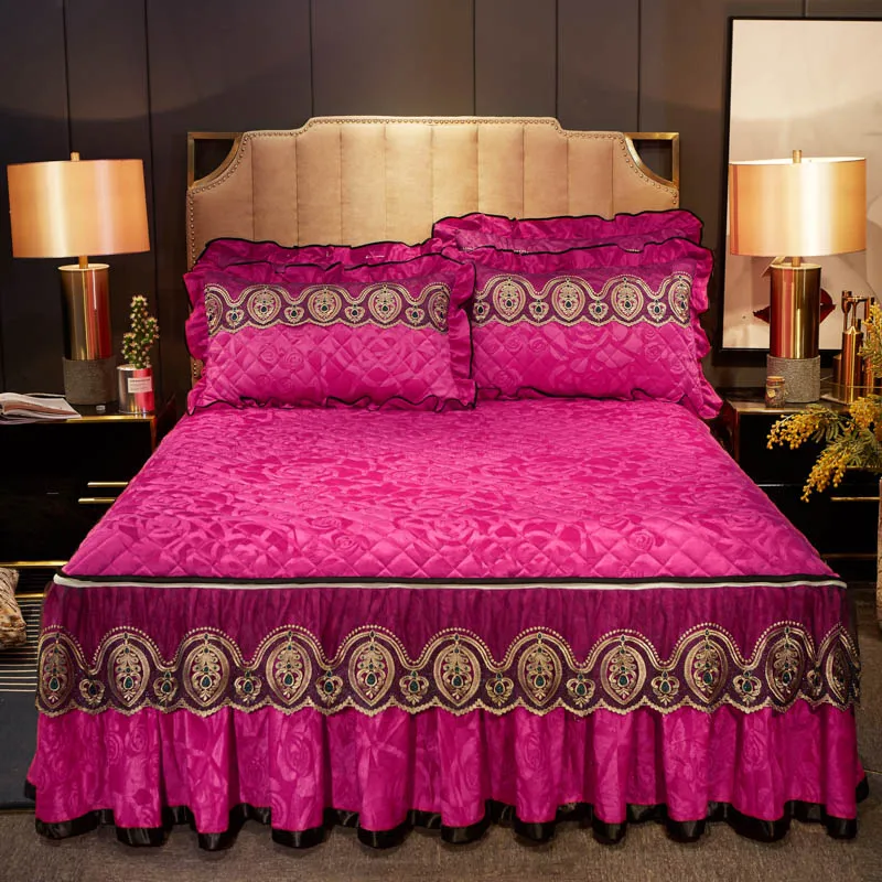 С украшением в виде кристаллов бархатные толстые покрывало простыня наволочка 1/3