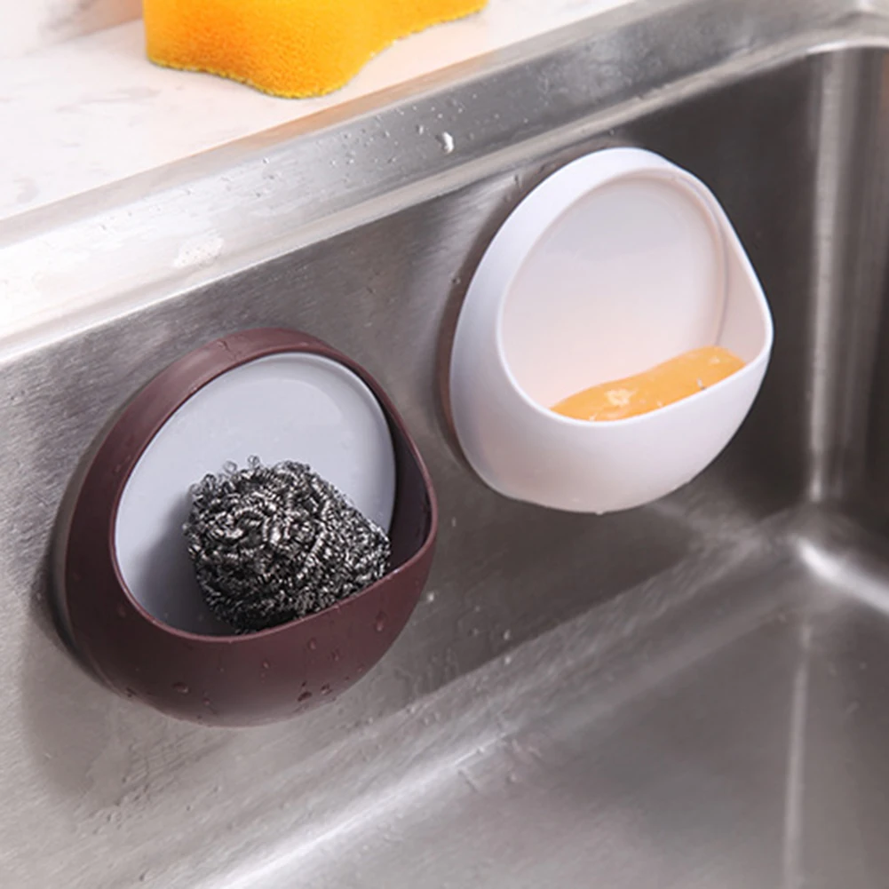 

1pcs Plastic Wall Mount Storage Box Suction Cup Soap Drain Rack Small Item Container Holder Bathroom Kitchen Organize Supplies