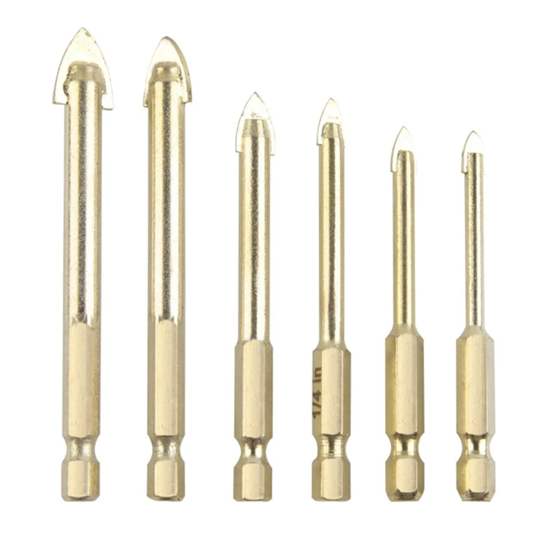 

6PCS Ceramic Glass Tile Drill Bit Tungsten Steel Hexagonal Drill Bits Hard Alloy