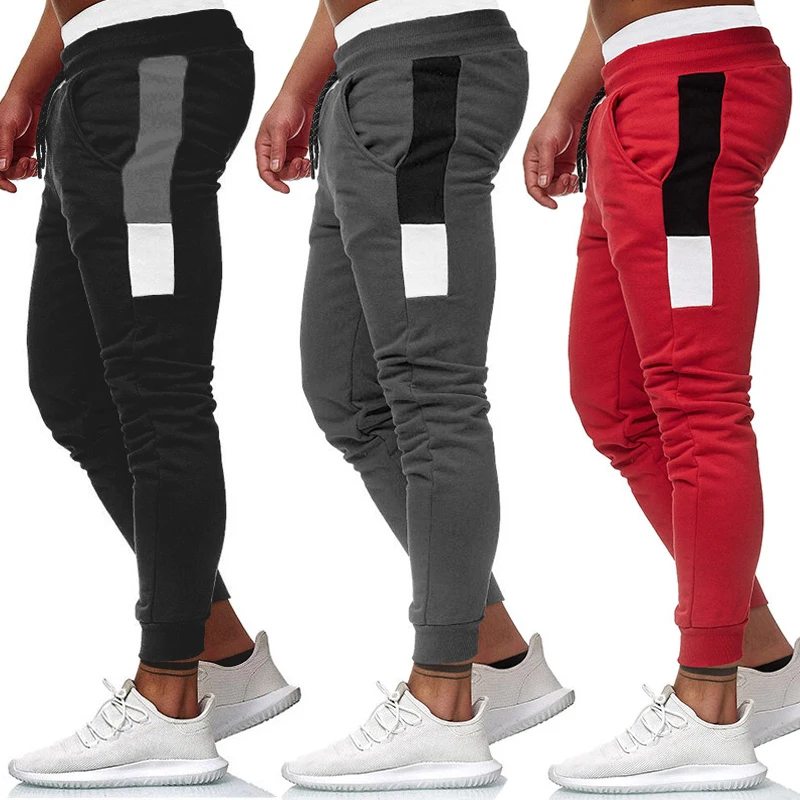 

New Men's Sports Pants Sweatpants Mens Slim Fit Tracksuit Sport Gym Sweat Pants Trousers Casual Long Pants Black Grey Red
