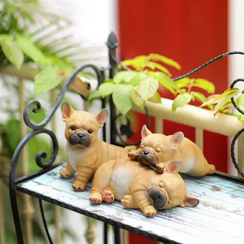 Pastoral Simulation Bulldog Resin Animal Crafts Garden Courtyard Sculpture Statue Outdoor Landscape Balcony Figurines Decoration