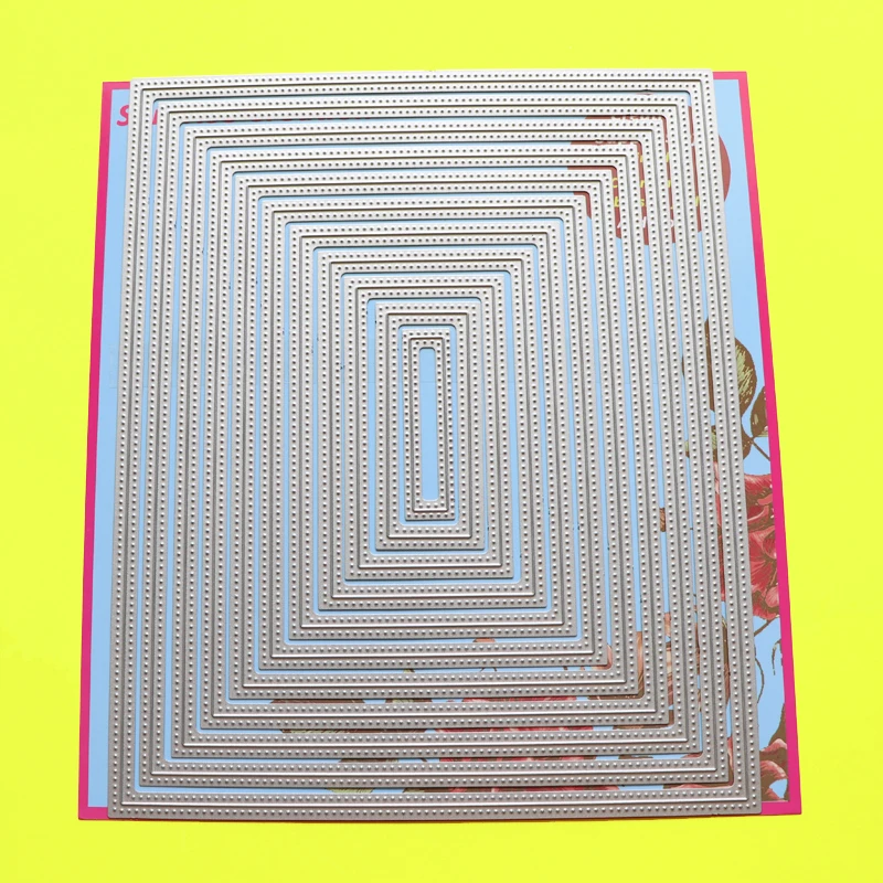 Большой Трафаретный вырубной штамп пирсинг прямоугольник Скрапбукинг