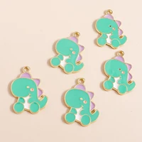 10pcs 1825mm lovely cartoon aninal enamel dinosaur charms for diy jewelry making necklaces earrings pendants craft
