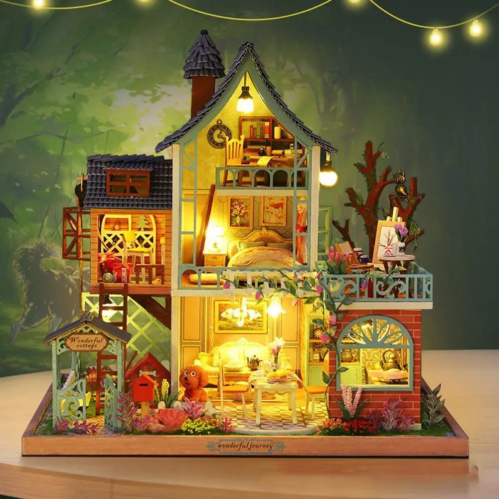 

DIY хижина секреты джунглей Diy хижина художественный дом подарок DIY игрушечная хижина DIY модель игрушки (светильник и клея)