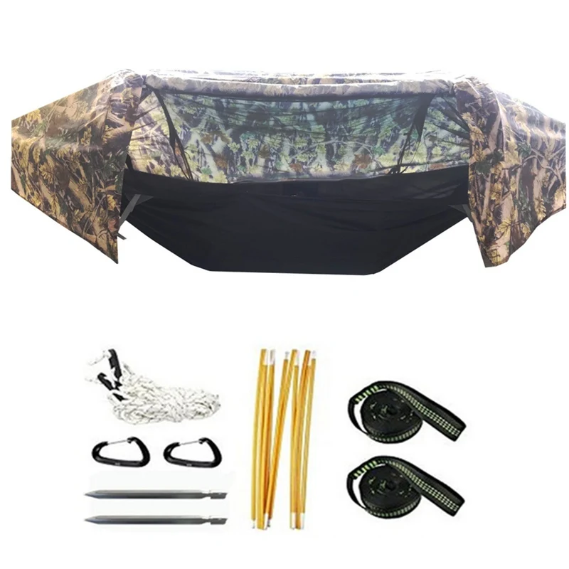 Camouflage Multi-functional insect net waterproof windproof ultralight parachute hammock aerial tent Portable Outdoor Camping 270x140cm - Цвет: Camouflage