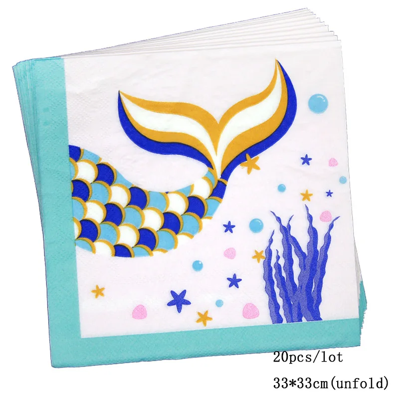 mermaid tail 20 шт./лот, стиль, милые бумажные салфетки в виде Русалочки, бумажные полотенца для дня рождения, вечерние, свадебные, вечерние, украшения - Цвет: mermaid tail