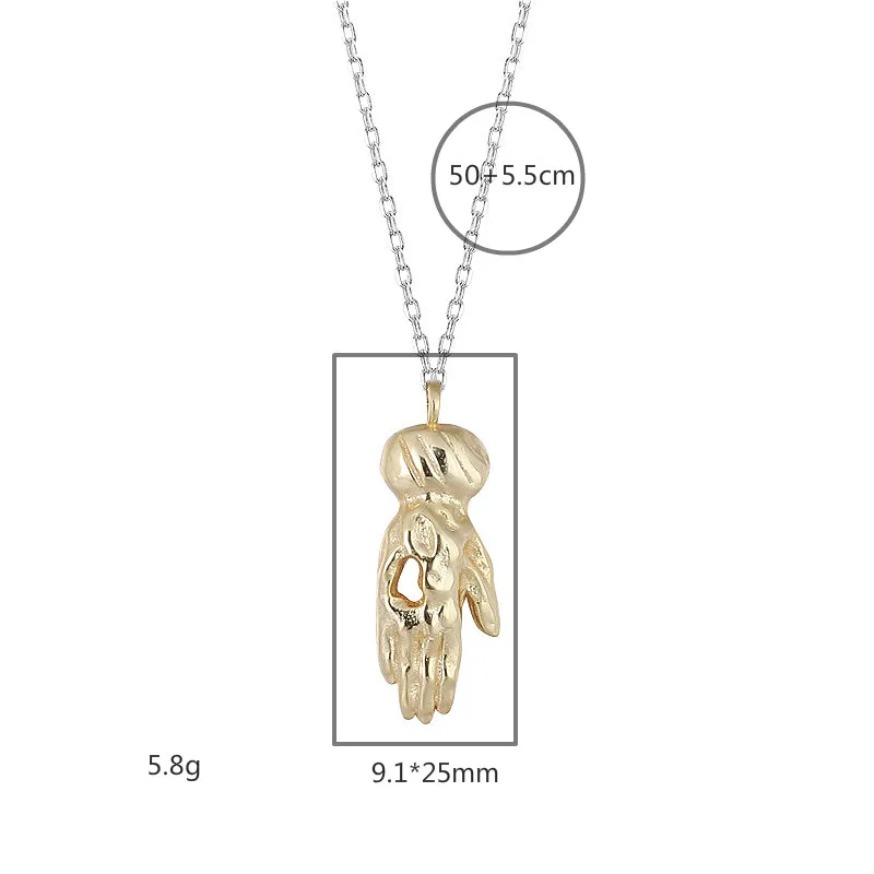 

Flyleaf 18k Gold Hollow Palm Necklaces & Pendants Real 925 Sterling Silver Necklace For Women Chain Fine Jewelry Designer