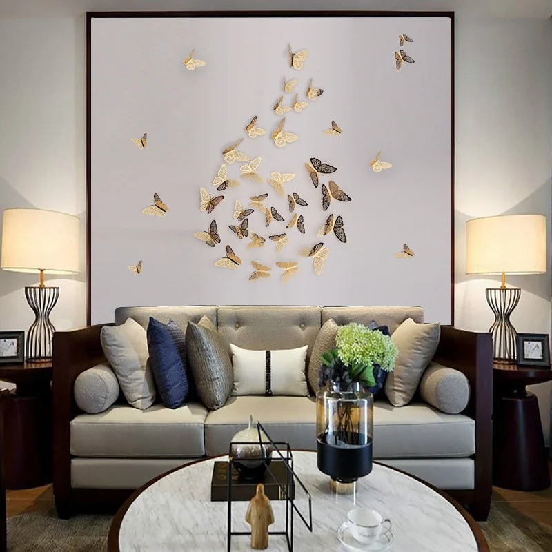 3D полые бабочки настенные Стикеры детская комната семейное украшение на стену