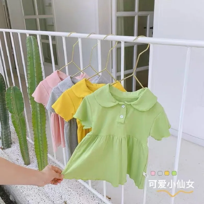 

Baby Girl Short-Sleeved Dress Cotton Foreign Style Baby Small Fresh A-Line Skirt Summer New Baby Princess Skirt