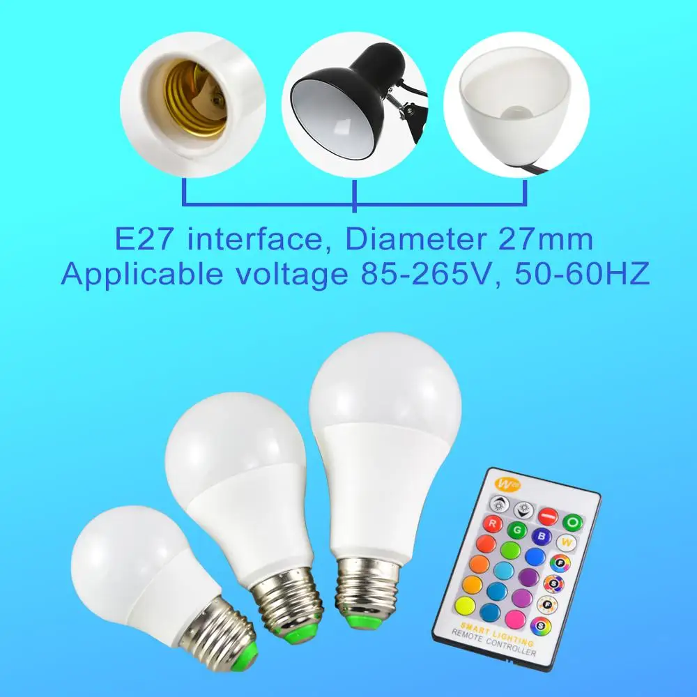 E27 светодиодный 5/10/15 Вт 16 Цвет изменение Волшебная Лампа 220V 110V RGB+ белый дистанционный умный светильник лампа с регулируемой яркостью памяти+ ИК-пульт дистанционного управления Управление