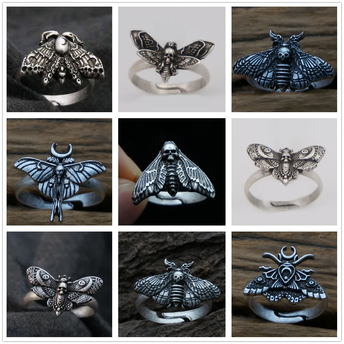 Кольцо с подвеской в виде насекомого Death Moth Wiccan ювелирные изделия череп мертвой