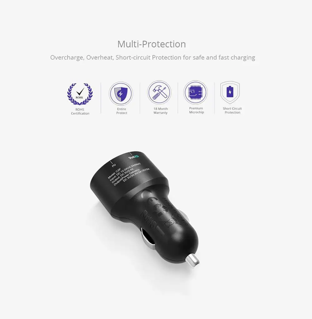 Tronsmart C2P изготовления 42вт USB-C 2-Порты и разъёмы автомобиля Зарядное устройство с Мощность доставки для Google Pixel/Pixel XL/MacBoo/iPad Pro