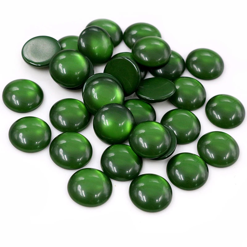 

New Fashion 40pcs 12mm Green Color Flat back Resin Cabochons Cameo G5-09