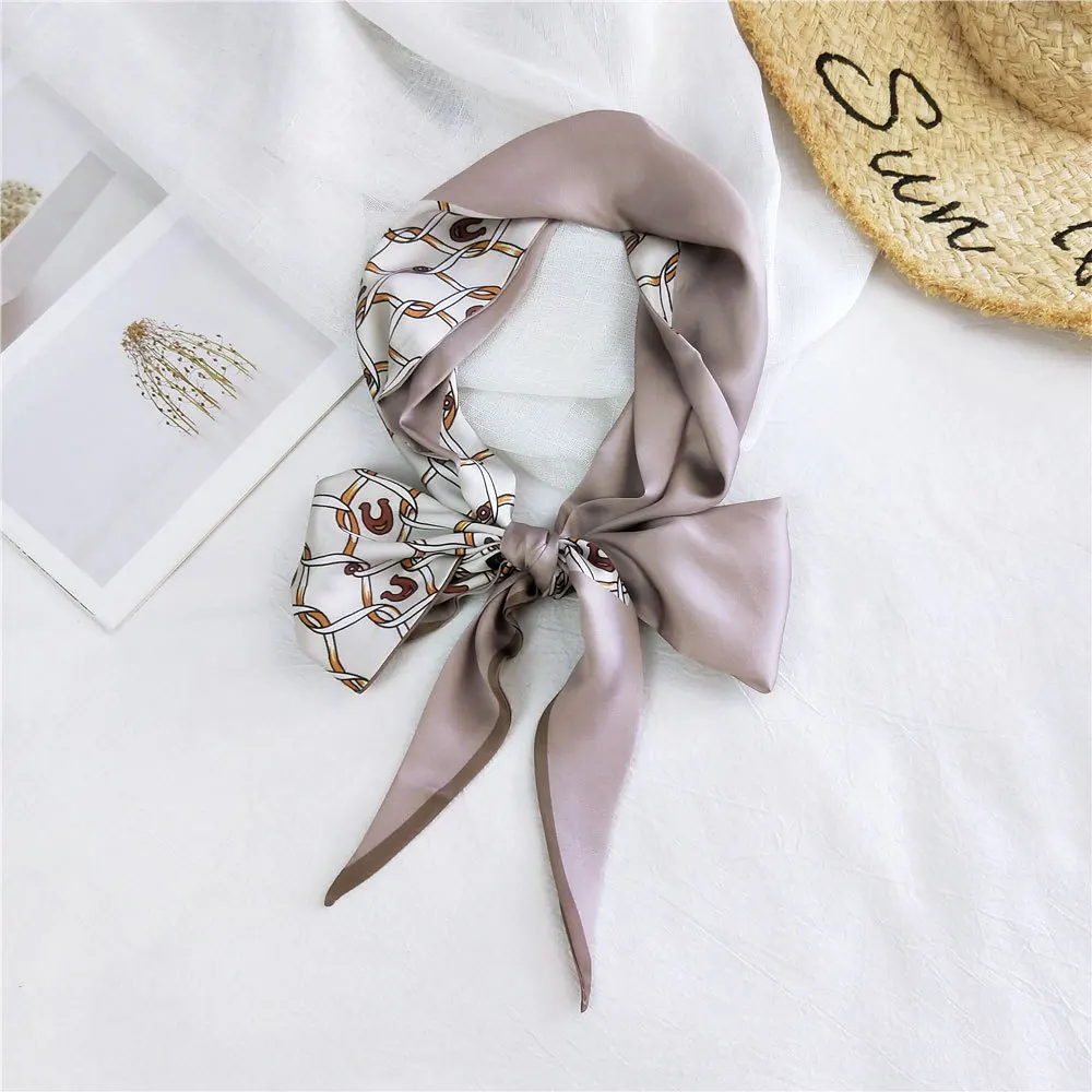 

luxury silk scarf women designer Bag Hair Printed Headband Skinny Neck Scarfs Long Satin Head Scarves Ladies Wrist Ribbons