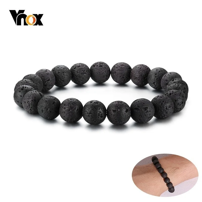 

Vnox Vintage Natural Stone Bead Bracelets for Women Man Stretch Strand Bracelet Unisex pulseira Jewelry