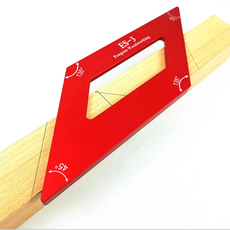 

45 Degree Woodworking Scribing Marking Angle Ruler Aluminum Alloy Measure Gauge Base Measurement Measuring Scribing Tool