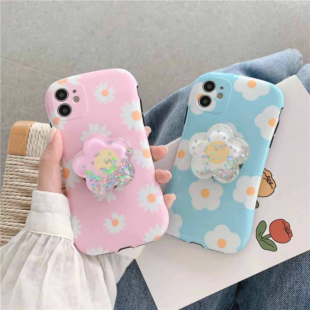 

TPU small waist flower soft phone case for iPhone 11 128gb Pro X XS Max XR 7 8 Plus SE2020 bracket back cover strong shockproof