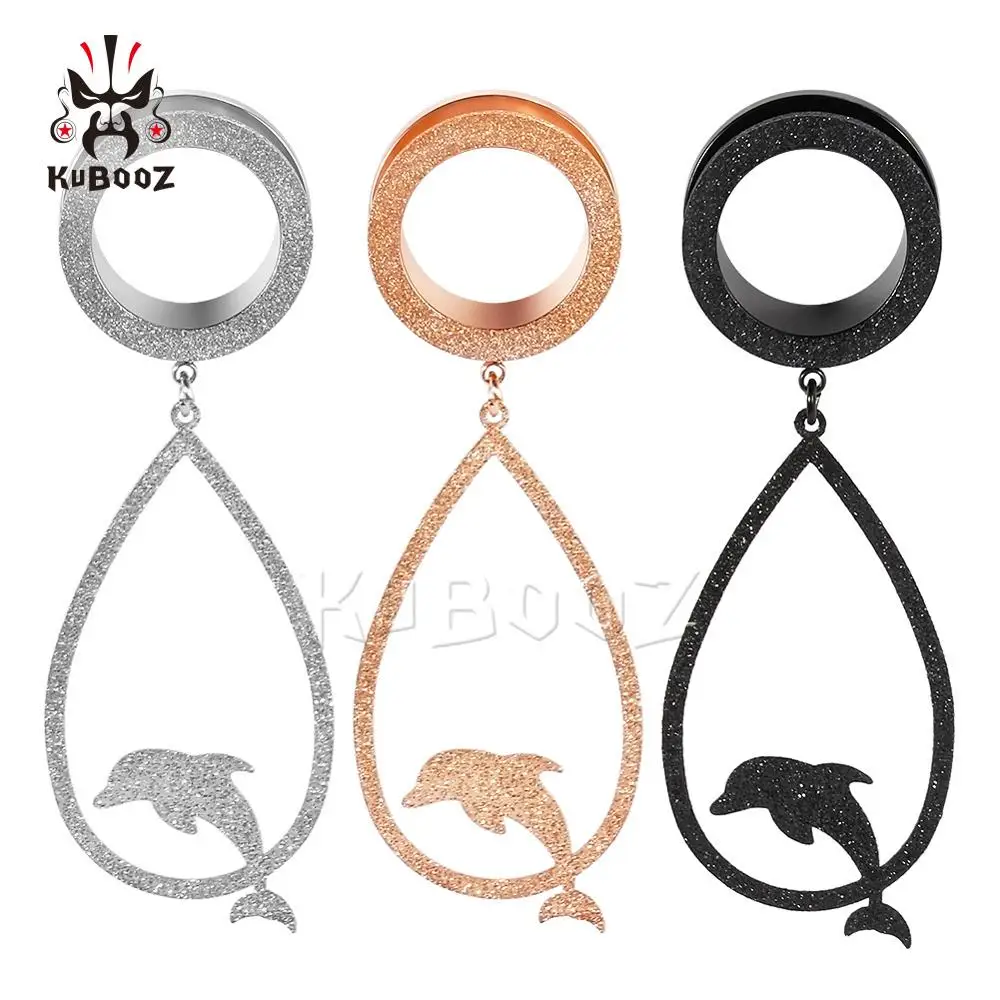 Kubooz тусклый полированный милый Дельфин серьги капельки из нержавеющей стали
