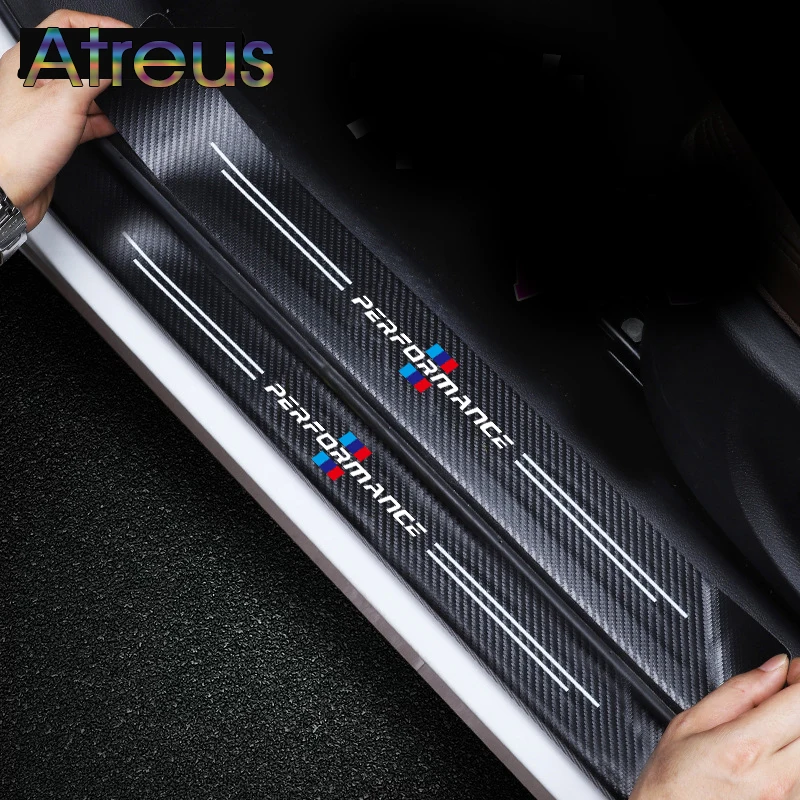 

4pcs For BMW Series 1 F20 E87 E81 E82 E88 F21 F40 F22 F23 F45 F46 E65 F01 F02 G11 G12 Carbon Fiber Vinyl Door Threshold Stickers