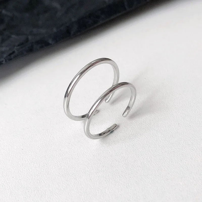 

S925 Whole Body Sterling Silver Smooth Thin Ring Simple Fashion Style Index Finger Ring Jewelry All-Match Tail Ring