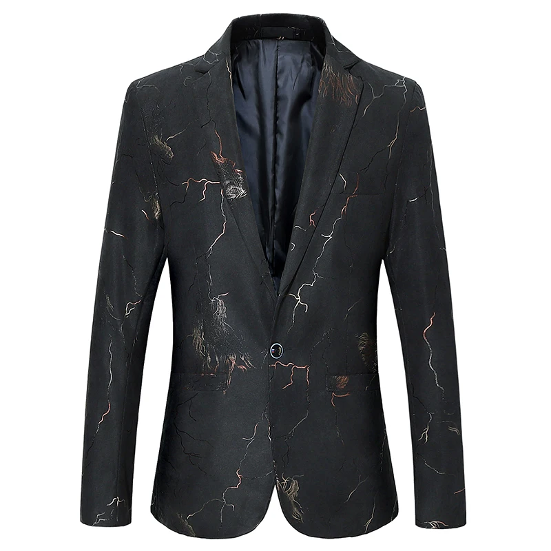 Брендовый мужской костюм Блейзер синяя Модная приталенная одежда пальто для