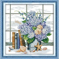 elegant flower printed cross stitch kits 11ct 14ct cartoons pattern dmc fabric on canvas counted chinese embroidery sets decor