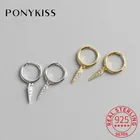 Серьги-кольца треугольные женские из серебра 925 пробы с фианитами